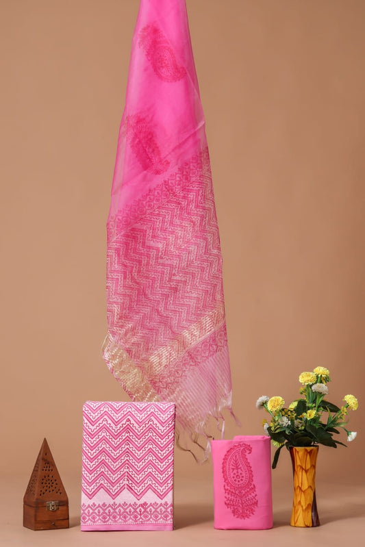 Special Organza Silk Dupatta Cotton Suit