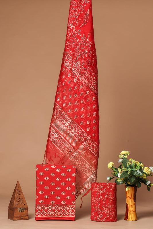 Special Organza Silk Dupatta Cotton Suit