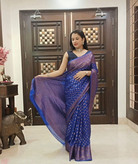 Banarasi Hand Woven Khaddi Georgette Silk Saree