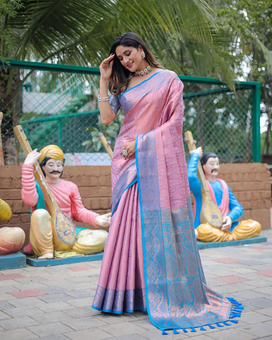 Banarasi Copper Zari Brocade Weave Saree