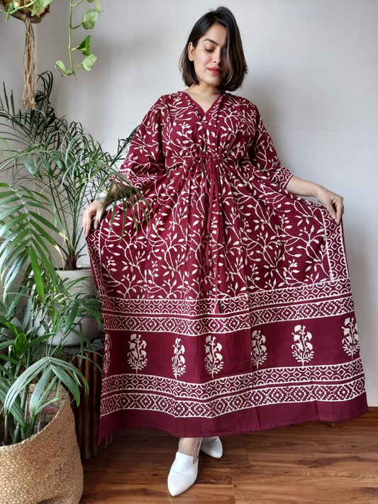 Hand Printed Cotton Kaftan Dresses