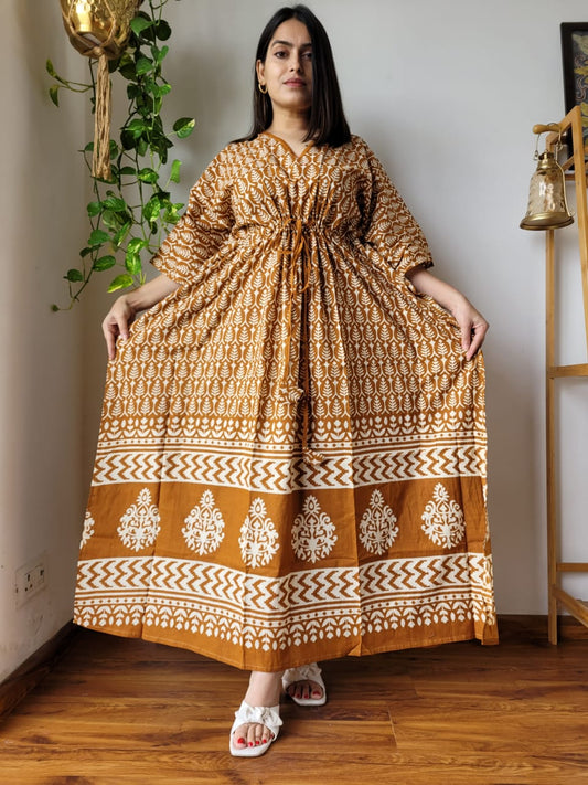 Hand Printed Cotton Kaftan Dresses