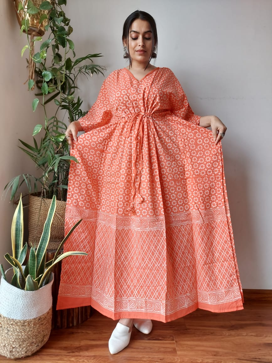 Hand Printed Cotton Kaftan Dresses