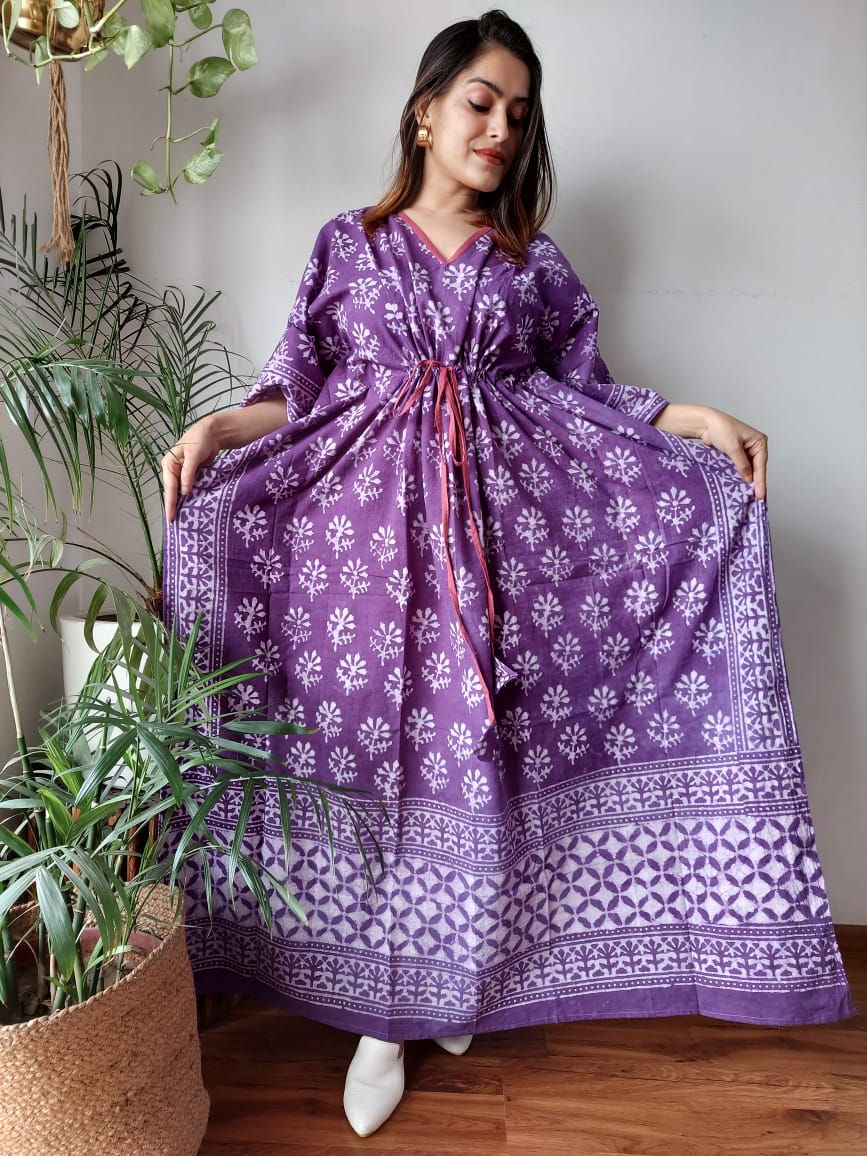 Hand Printed Cotton Kaftan Dresses