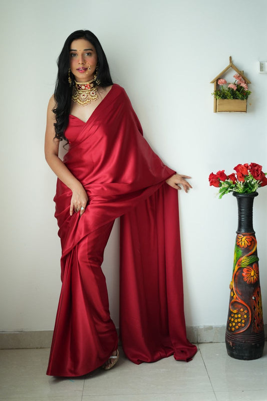 Soft Satin With Silk Ready To Wear Saree