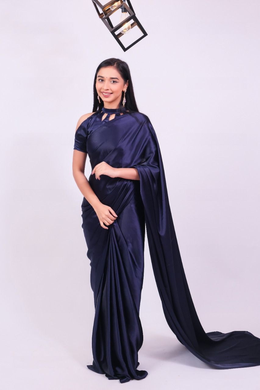 Soft Satin With Silk Ready To Wear Saree