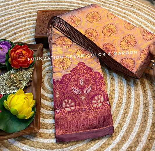 Banarasi Copper Zari Soft Silk Cotton Saree