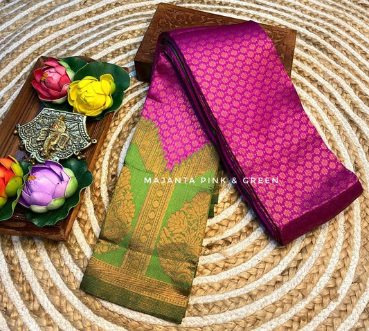 Banarasi Copper Zari Soft Silk Cotton Saree