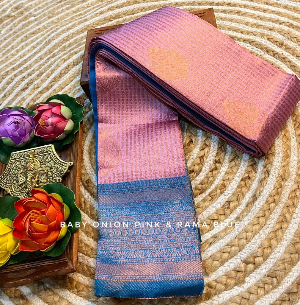 Banarasi Copper Zari Soft Silk Cotton Saree