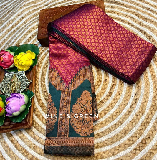 Banarasi Copper Zari Soft Silk Cotton Saree