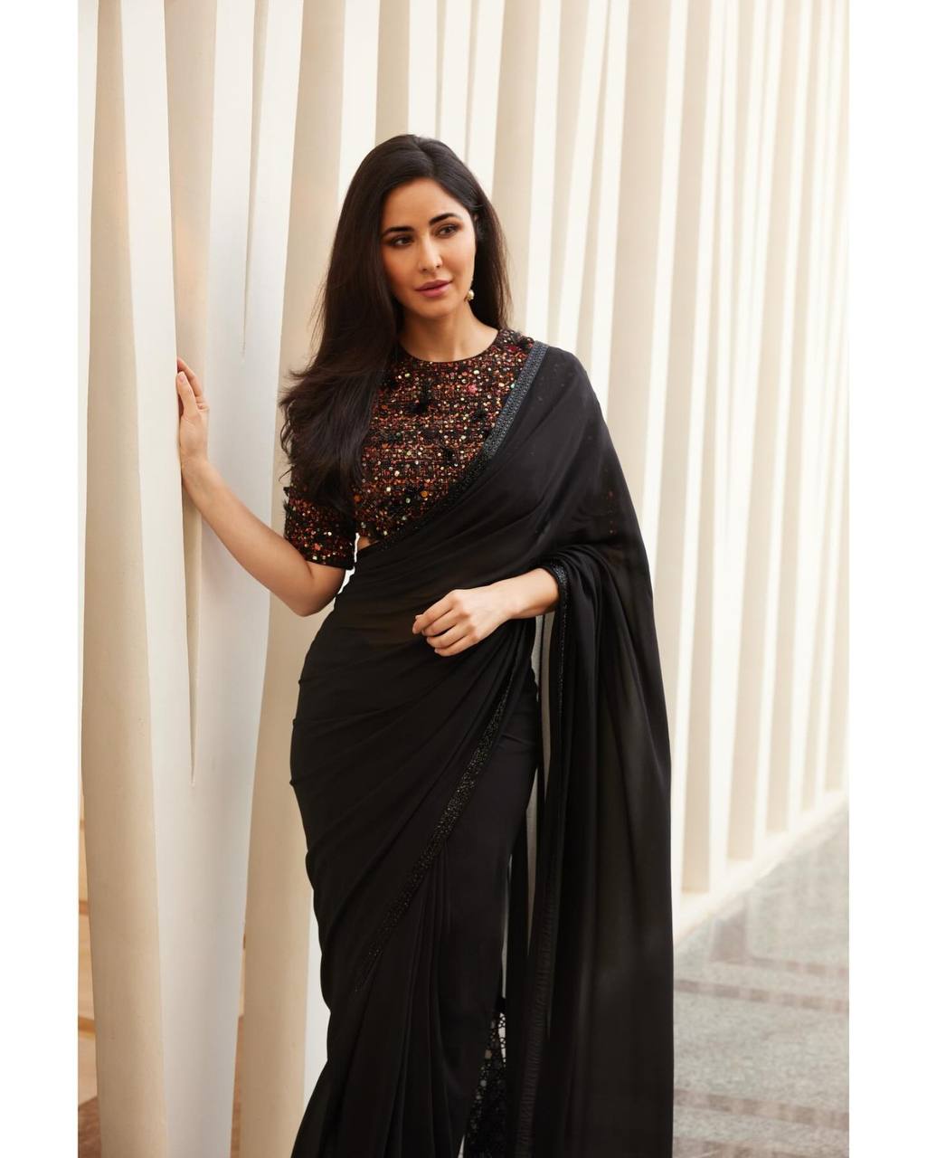 Katrina Inspired Black Georgette Saree