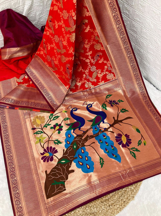 Banarasi Peacock Paithani Silk Saree