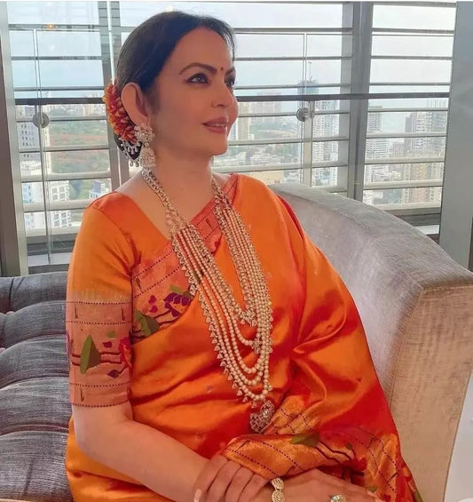 Nita Ambani Inspired Lotus Border Paithani Saree