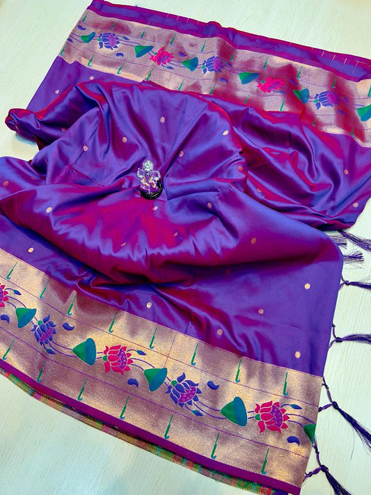 Nita Ambani Inspired Lotus Border Paithani Saree