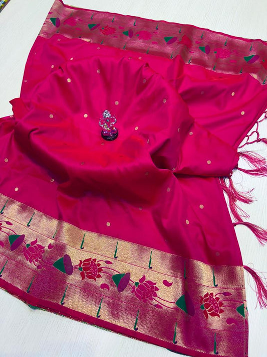 Nita Ambani Inspired Lotus Border Paithani Saree