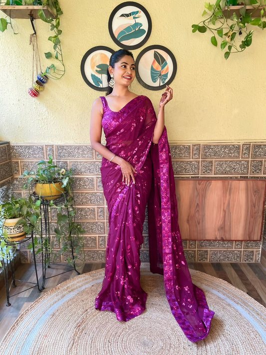 Sequin work Celebrity Inspired Saree