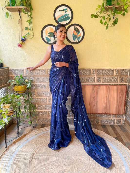 Sequin work Celebrity Inspired Saree