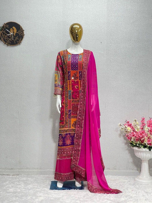 New Designer Heavy Faux Georgette Digital Print Hand Work Pakistani Suit