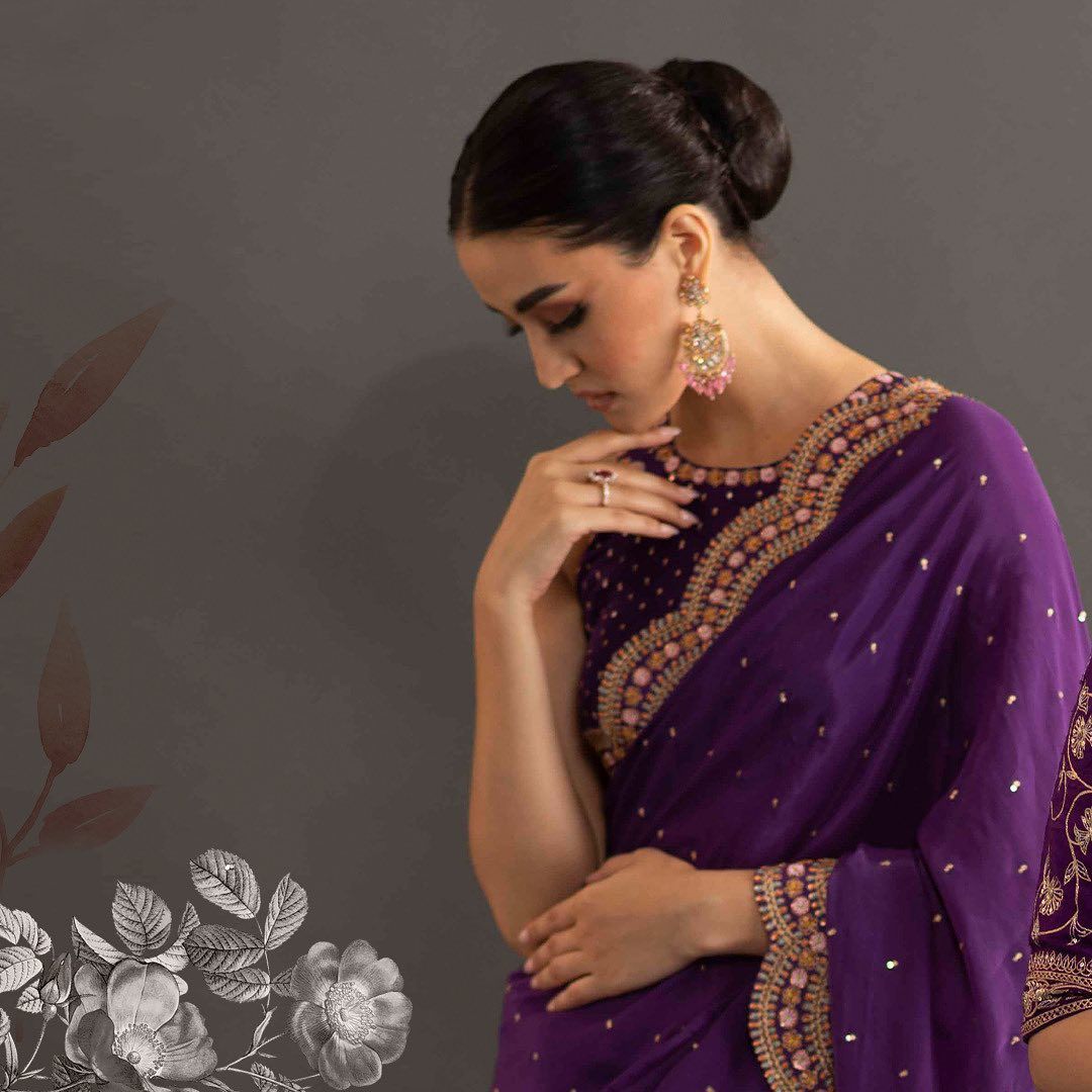 Bollywood Celebrity-Inspired Purple Saree