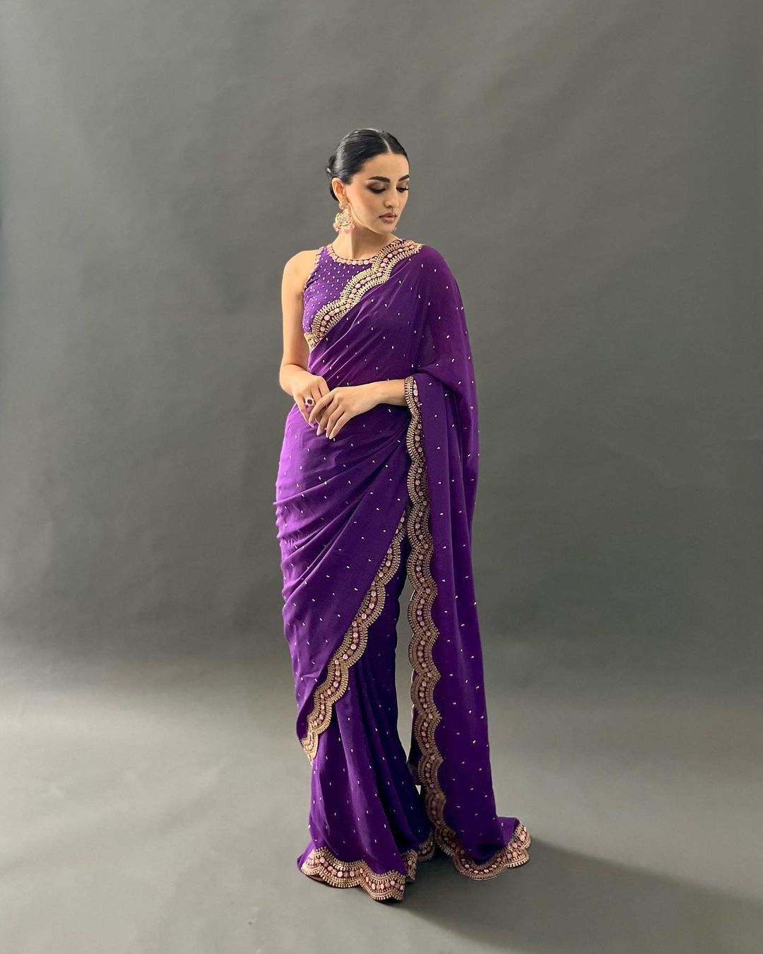 Bollywood Celebrity-Inspired Purple Saree