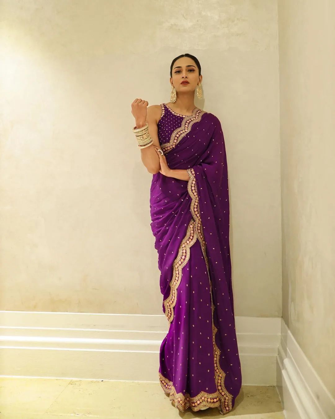 Bollywood Celebrity-Inspired Purple Saree