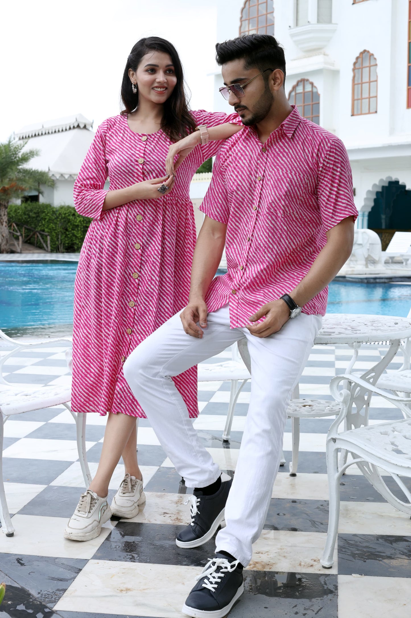 Bagru Hand Block Printed Cotton One-Piece Dress with a Matching Shirt