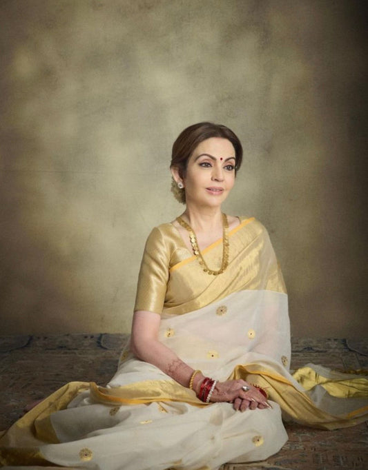 Nita Ambani Inspired Banarasi Soft Cotton Silk Saree