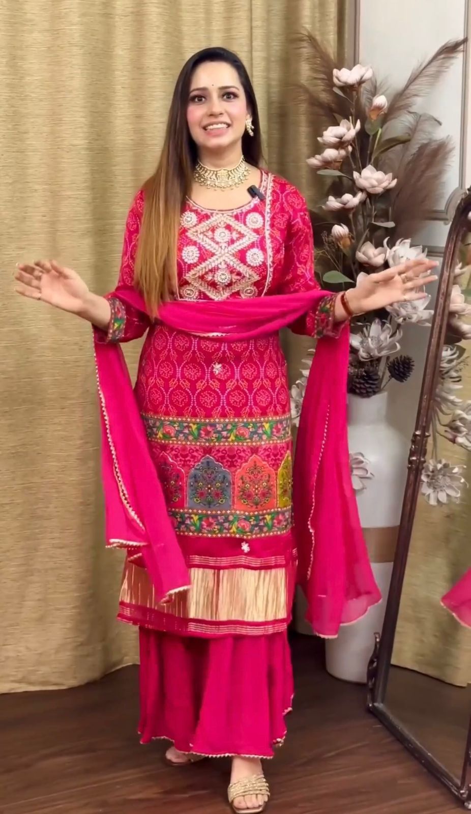 3-Piece Fancy Kurta with a Sharara and Dupatta Set