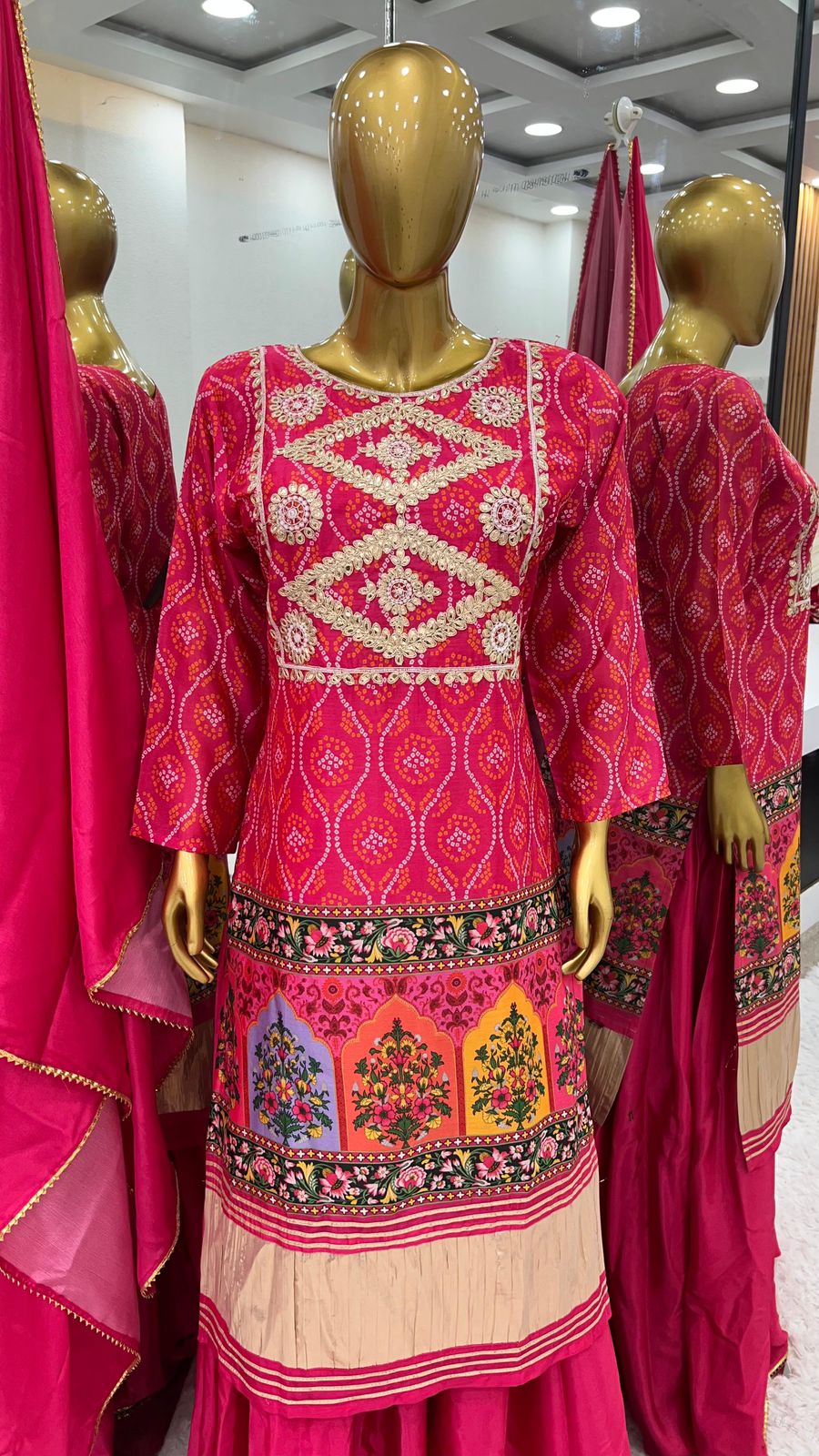 3-Piece Fancy Kurta with a Sharara and Dupatta Set