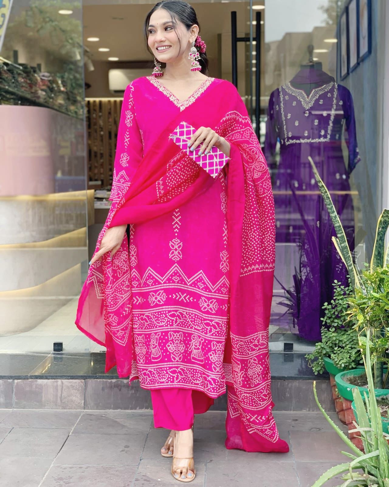 Elegant Bandhani Embroidered 3-Piece Set