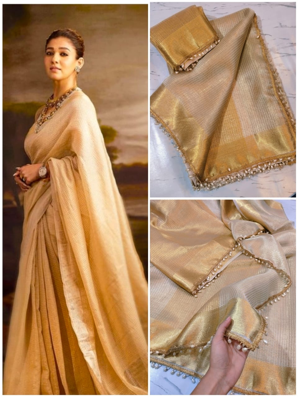 Nayanthara-Inspired Banarasi Tissue Silk Saree