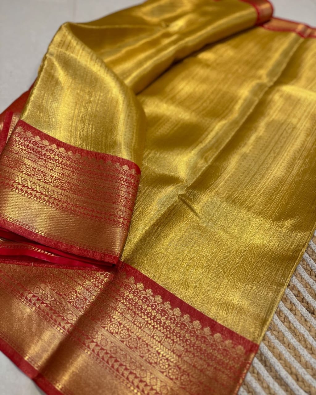 Yellow Color Luxurious Banarasi Soft Tissue Silk Saree