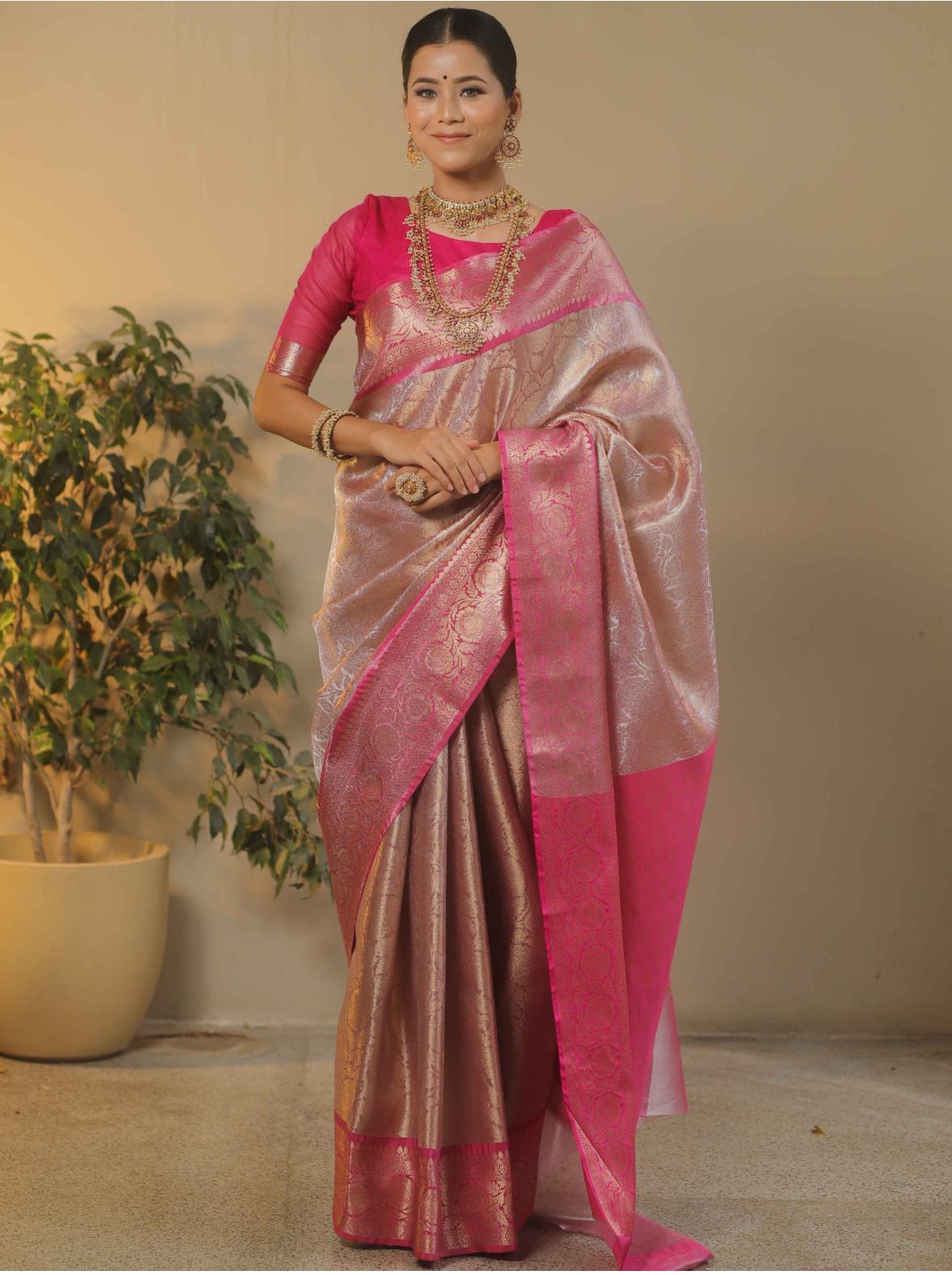 Celebrity Inspired Banarasi Soft Tissue Silk Saree