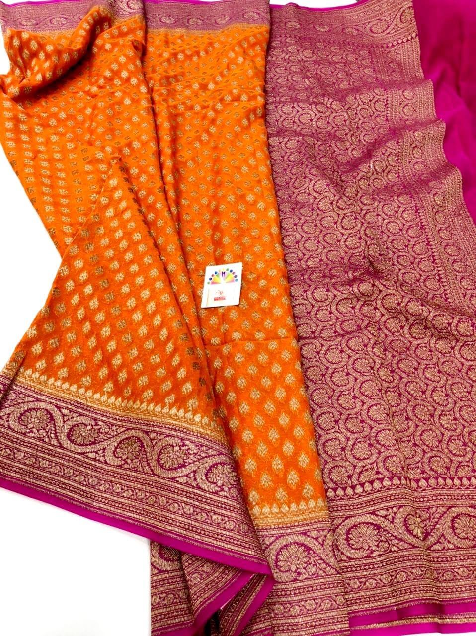 Banarasi Hand Woven Khaddi Georgette Silk Saree