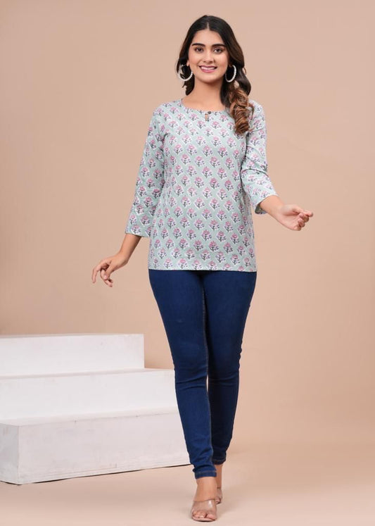 Pure Hand Block Printed Cotton Top