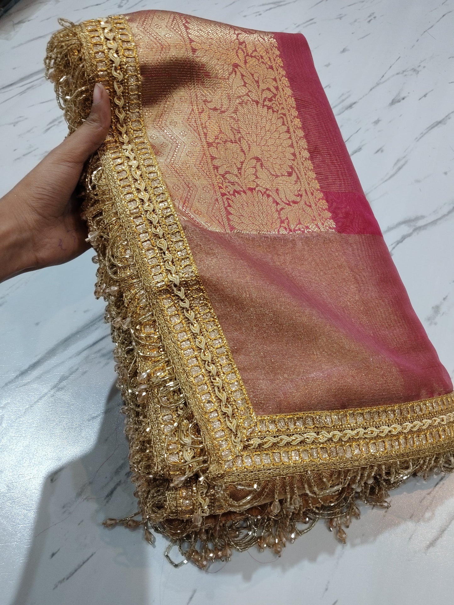 Jahnavi Kapoor Inspired Banarasi Soft Glass Tissue Silk Saree