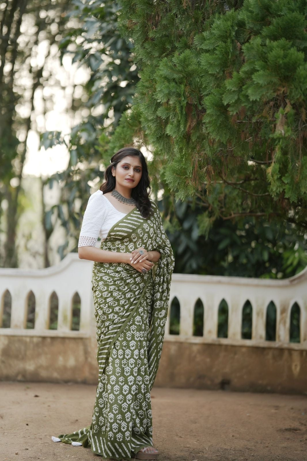 Soft Cotton Saree with Handblock Batik Prints