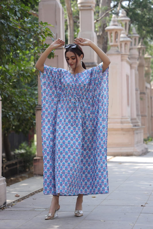 Hand Block Printed Cotton Free Size Dress