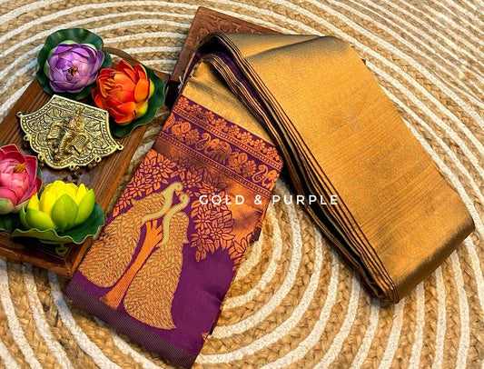 Luxurious Copper Zari Soft Silk Saree