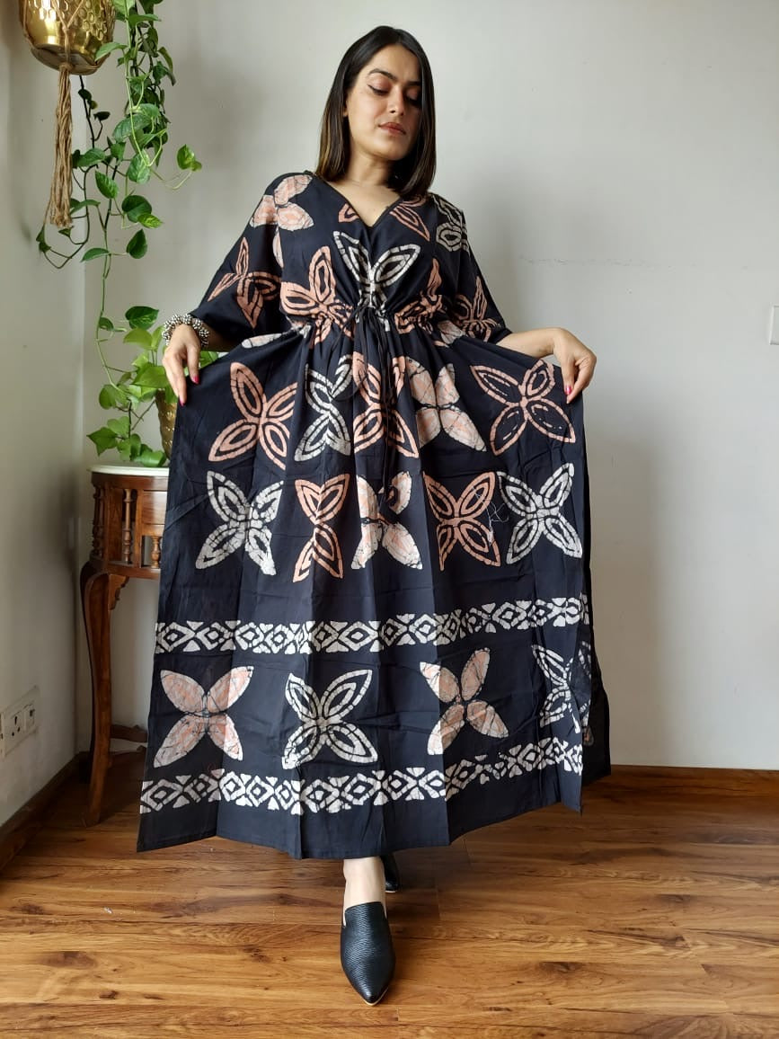 Hand Block Printed Cotton Free Size Dress