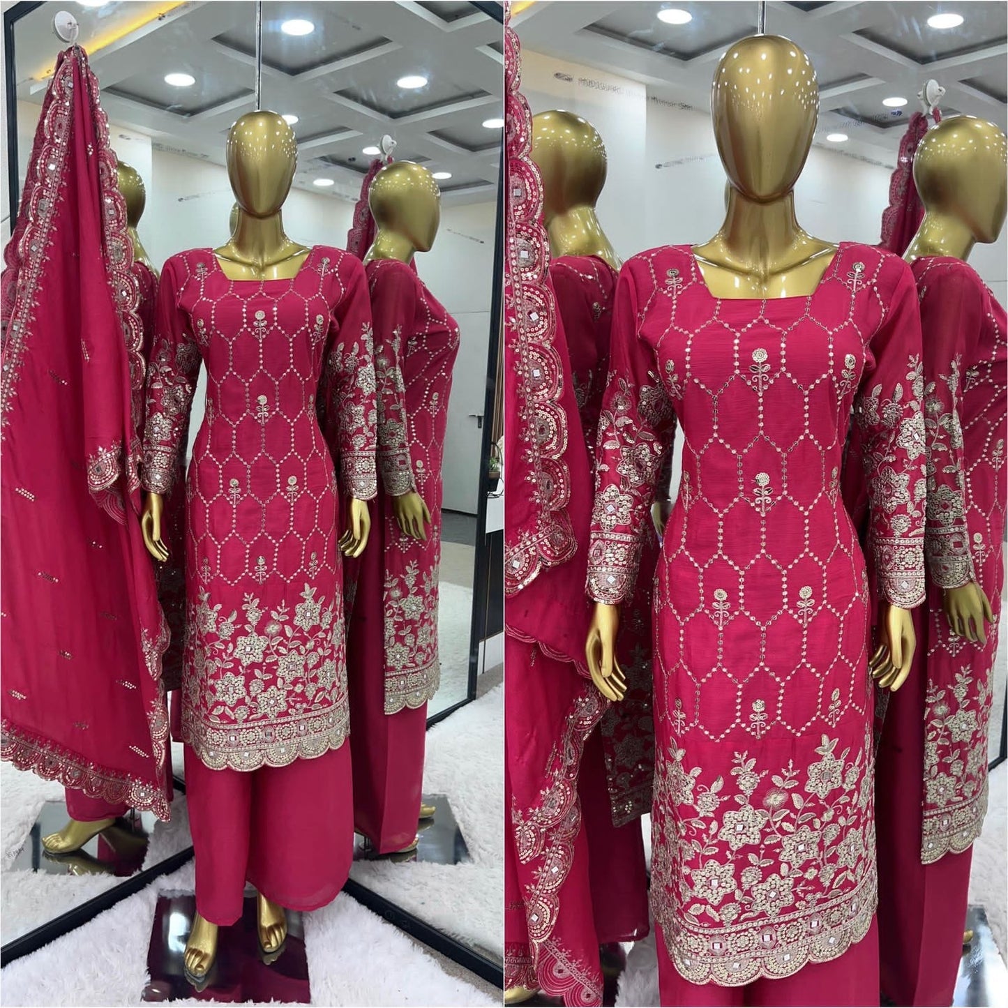 New Sharara Collection: Faux Georgette Top-Bottom and Dupatta Set