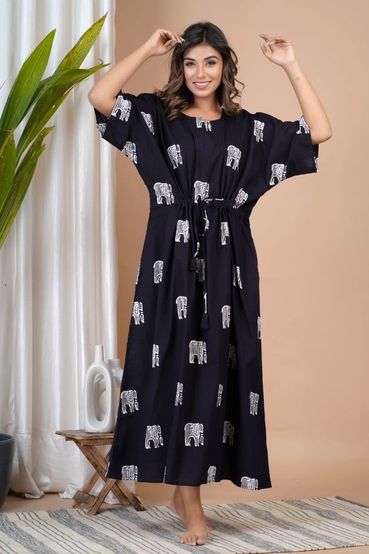 Hand Block Printed Cotton Free Size Dress