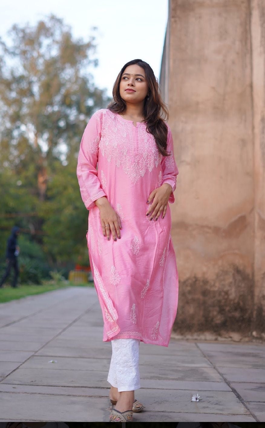 Butter Soft Chanderi Dyable Kurtis + Stretchable Machine Pant Set