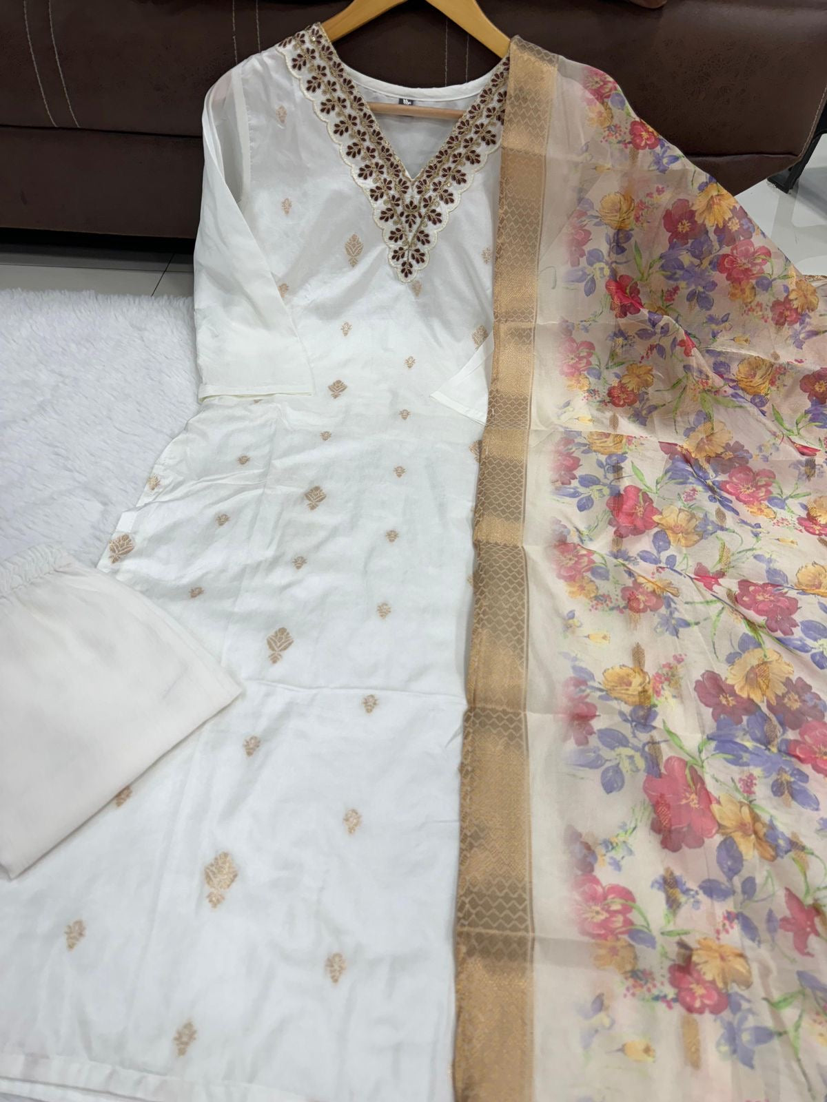 Premium Viscose Nylon Kurti, Dupatta, and Bottom Set