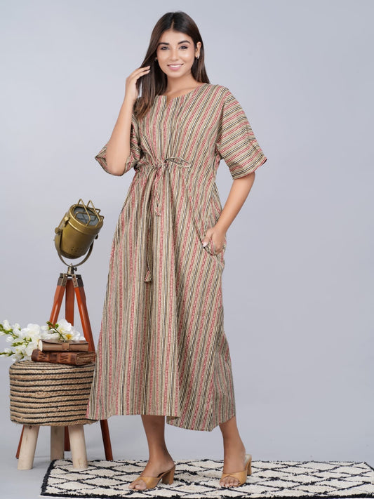 Hand Block Printed Cotton Free Size Dress