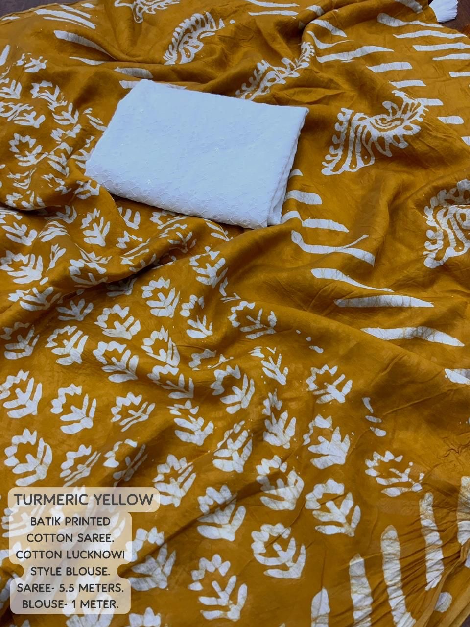 Soft Cotton Saree with Handblock Batik Prints