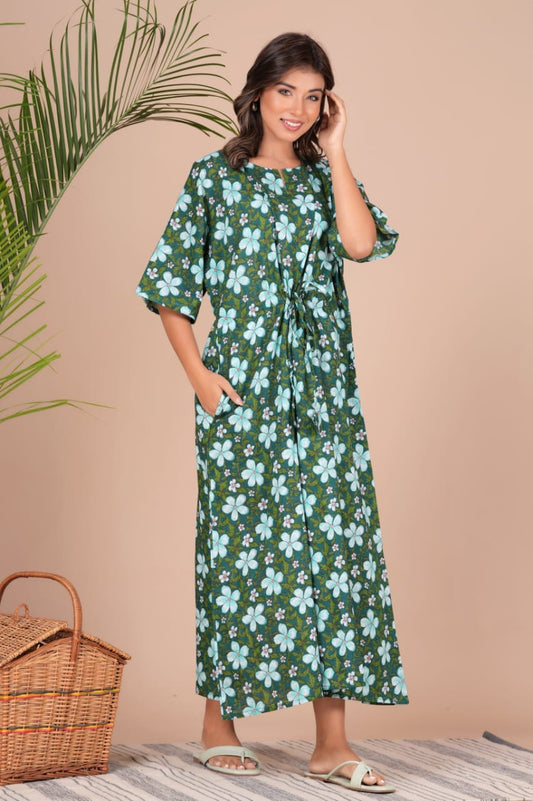 Hand Block Printed Cotton Free Size Dress