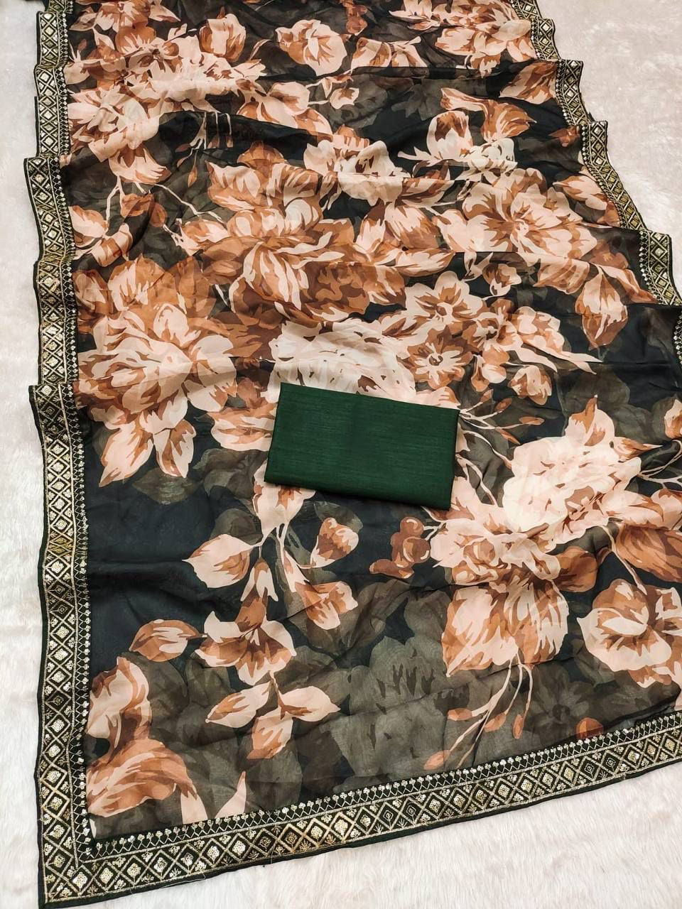 Exquisite Kajol Organza Silk Saree