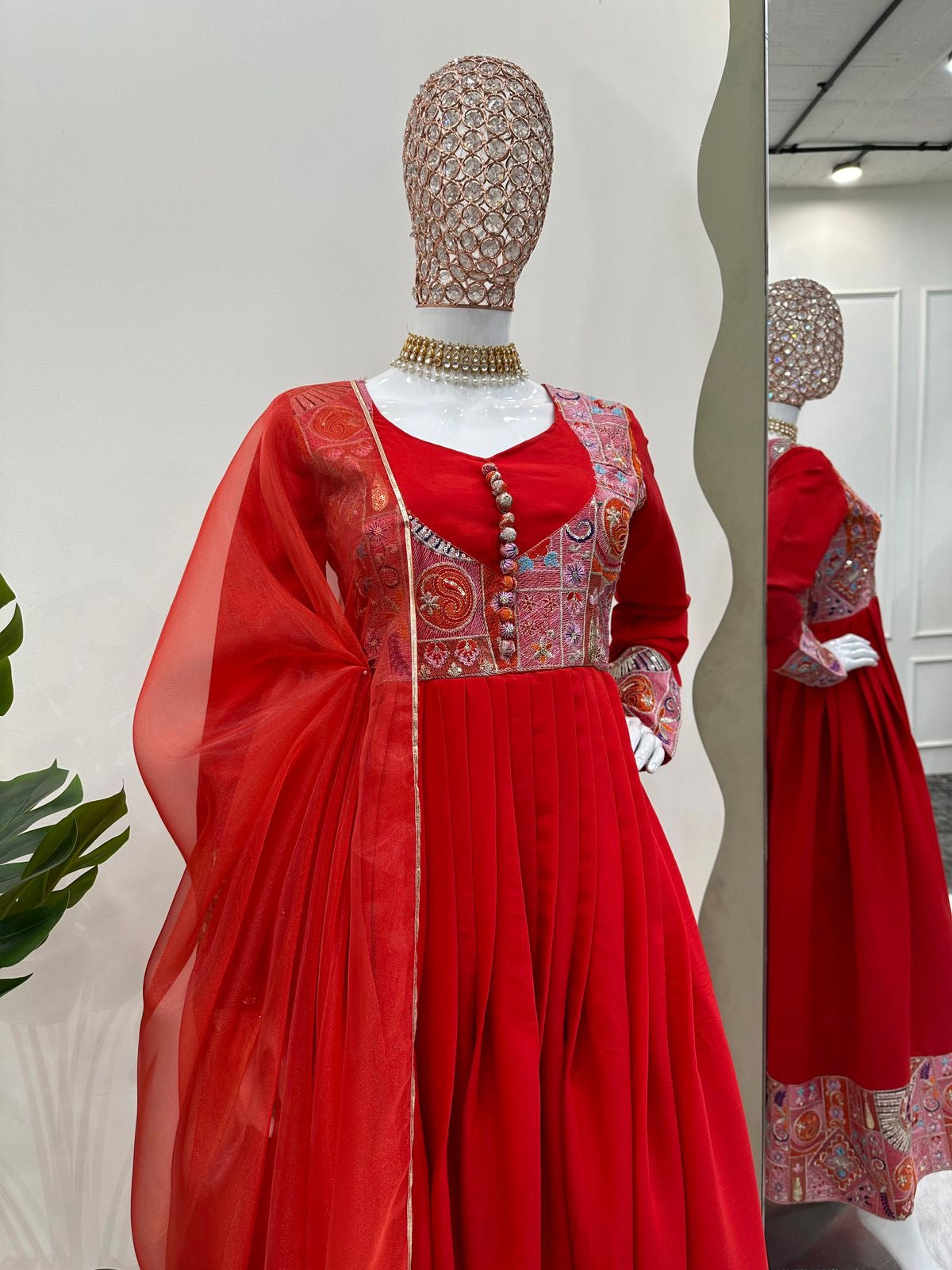 Designer Red Ethnic Set