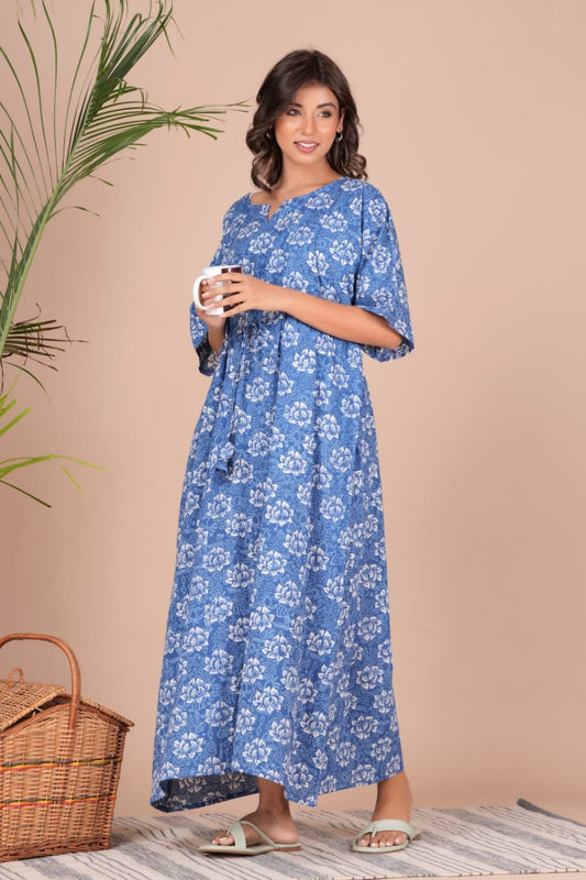 Hand Block Printed Cotton Free Size Dress